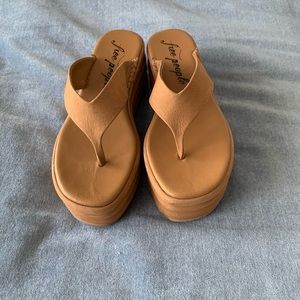 Brand new Free People Haven Platform Flip Flops- tan brown leather. Never worn!